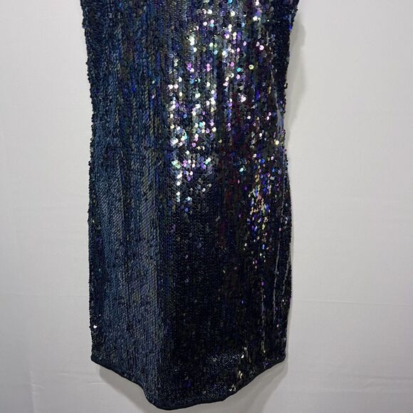 Lulus Light Me Up Multi-Color Sequin Strappy Body Con V-Neck Mini Dress Medium - Picture 4 of 7
